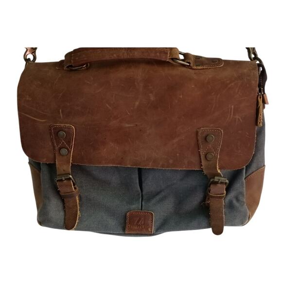 Vintage Langforth Leather and Canvas Messenger Bag - Picture 2 of 12